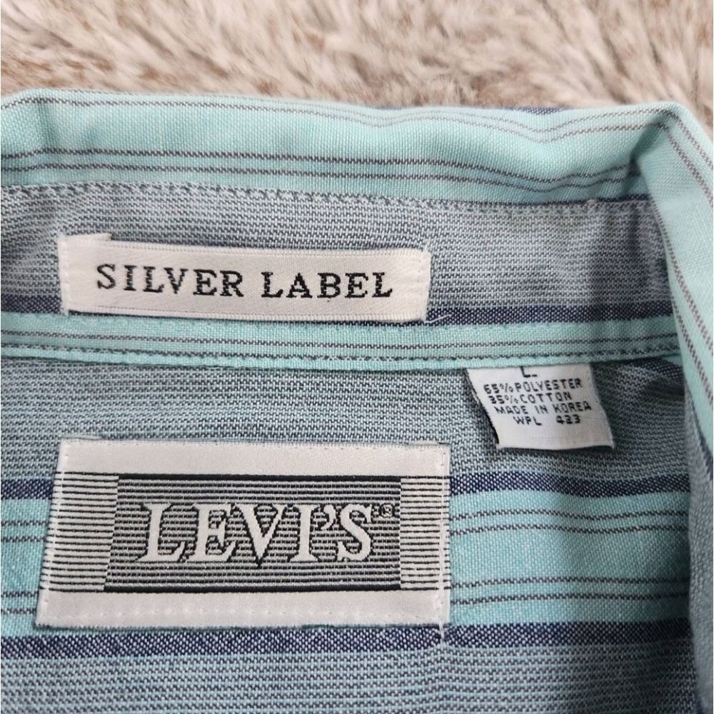 Levi's Vintage Silver‎ Label Long Sleeve Striped Button Down Blue and Gray Large - Picture 7 of 7